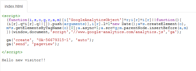 Paste google analytics code