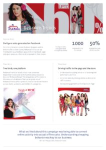 Facebook marketing case study reliance trends trendspotting campaign success story on facebook by alivenow featured by facebook 1 638