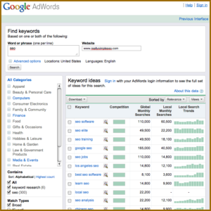 Google adwords keyword tool 1