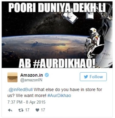 Amazon's tweet with red bull brand