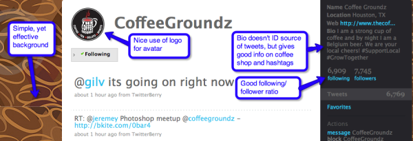 Twitter page of coffee groundz