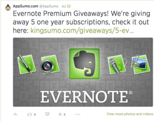 Evernote giveaway to get more email subscribers