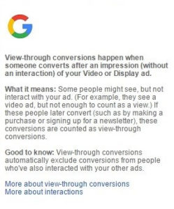 Google adwords view through conversion
