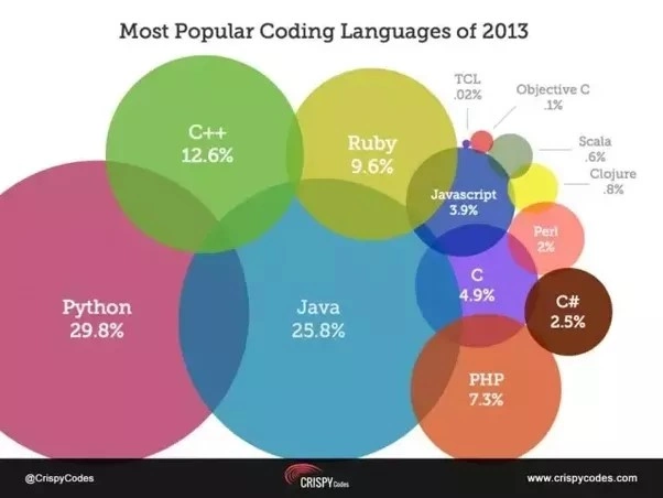 Most popular coding languages on 2013