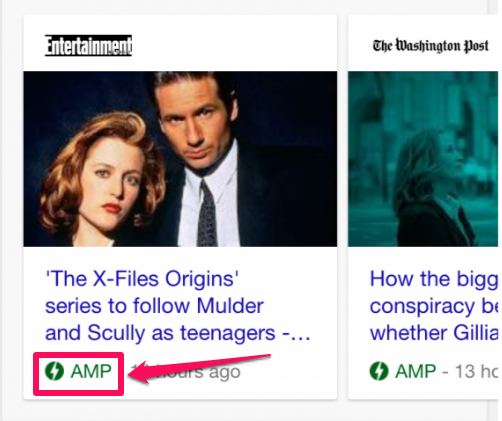 Amp green signal for accelerated mobile pages
