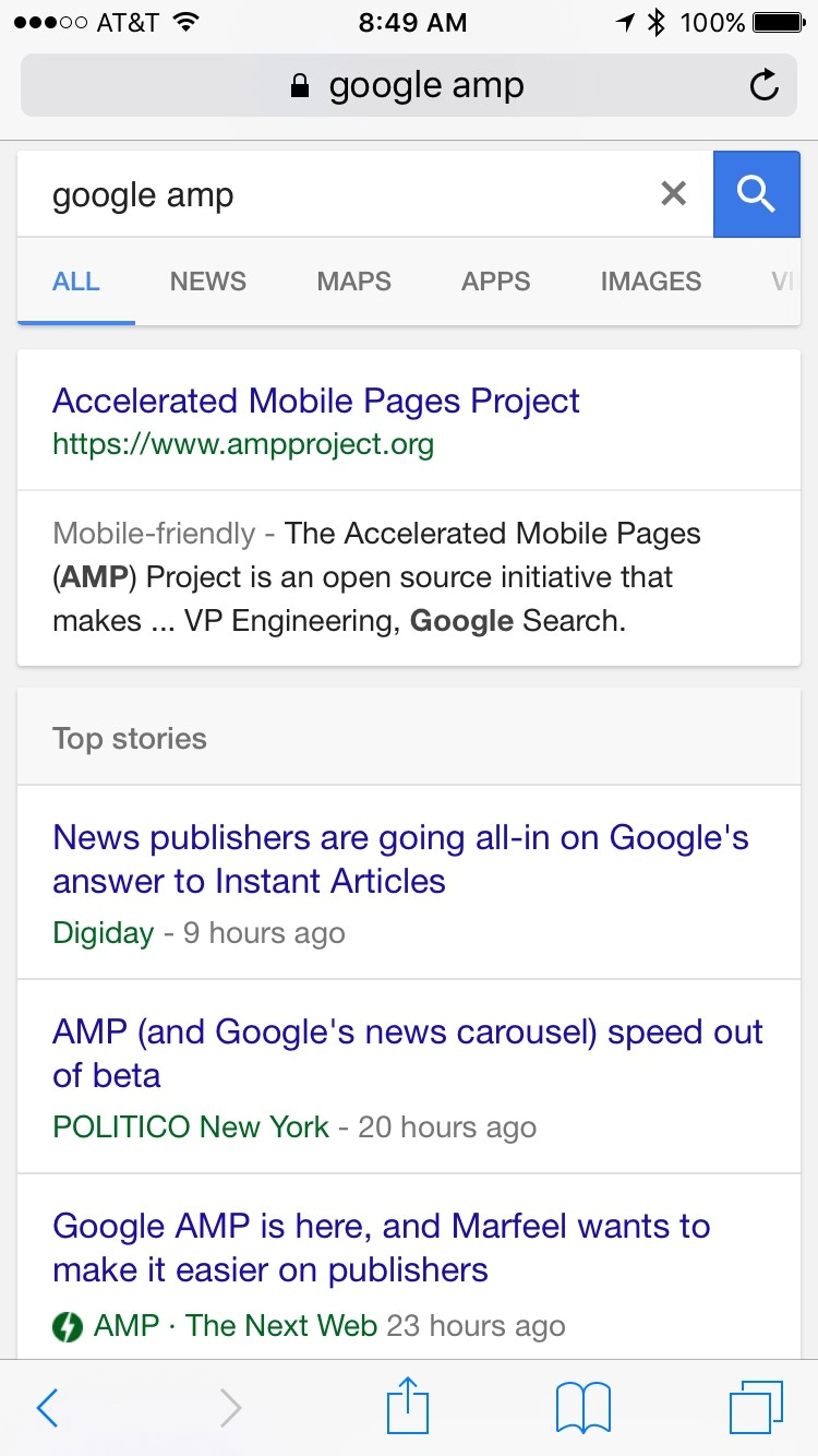 Amp icon in google search