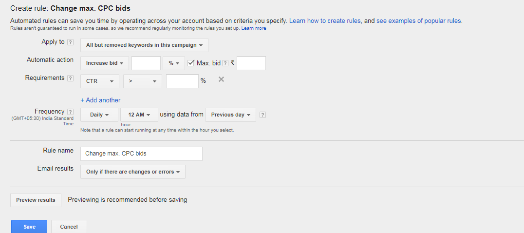 Adwords features