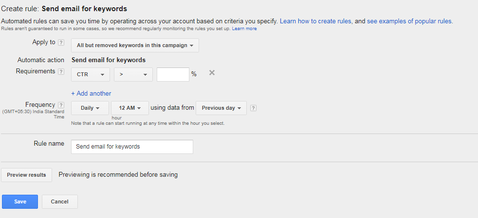 Adwords features