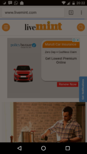 Banner ad on mobiole devices