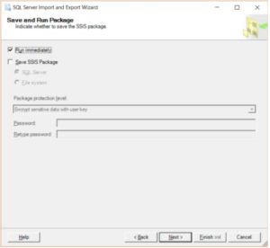 Sql server save and run package