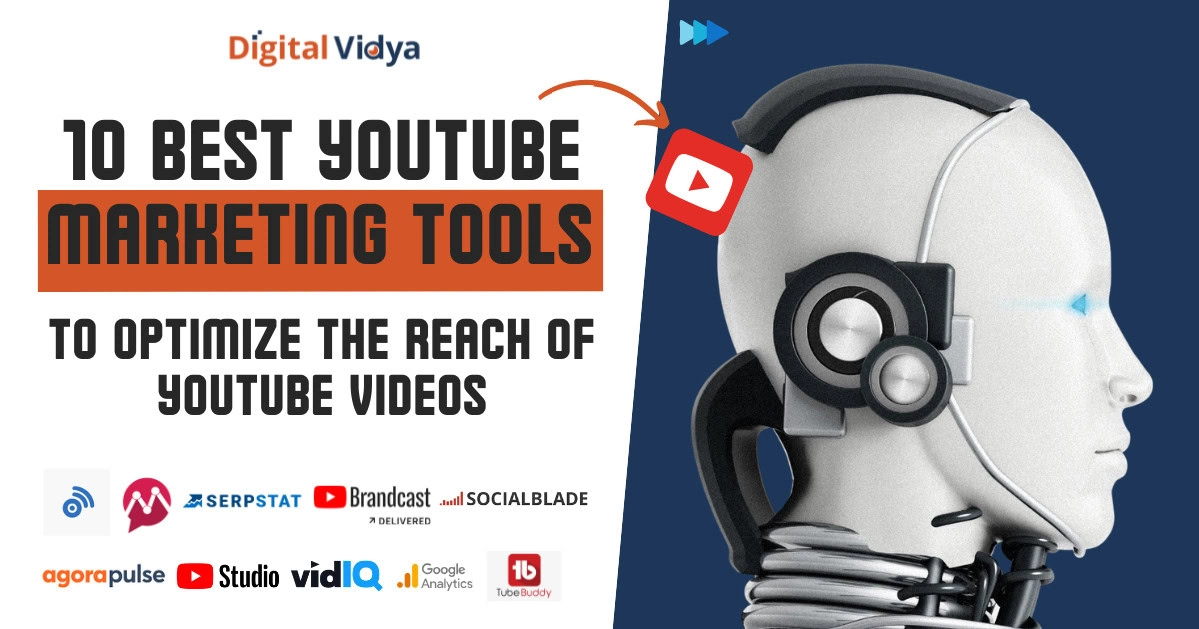 Top 10 youtube marketing tools to optimize video reach, including serpstat, brandcast, social blade, agorapulse, vidiq, google analytics, and tubebuddy