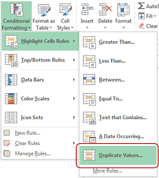 Clean data in excel highlight duplicates