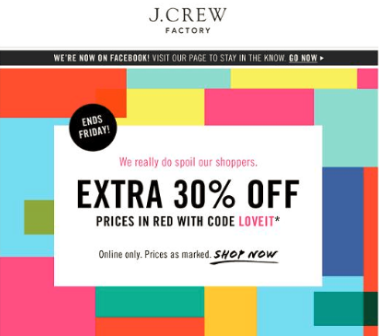 J. Crew promo offer