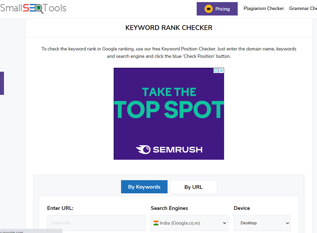 Keyword rank checker small seo tool