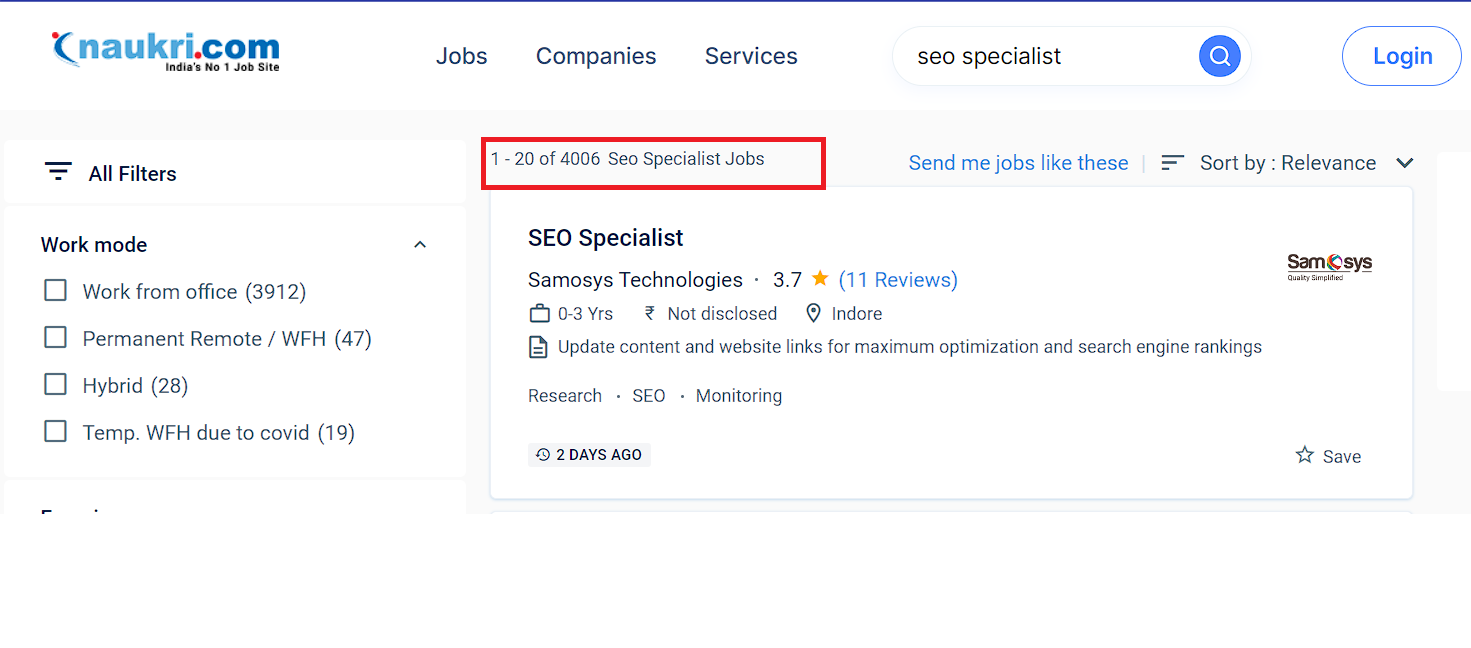 Seo specialist salary