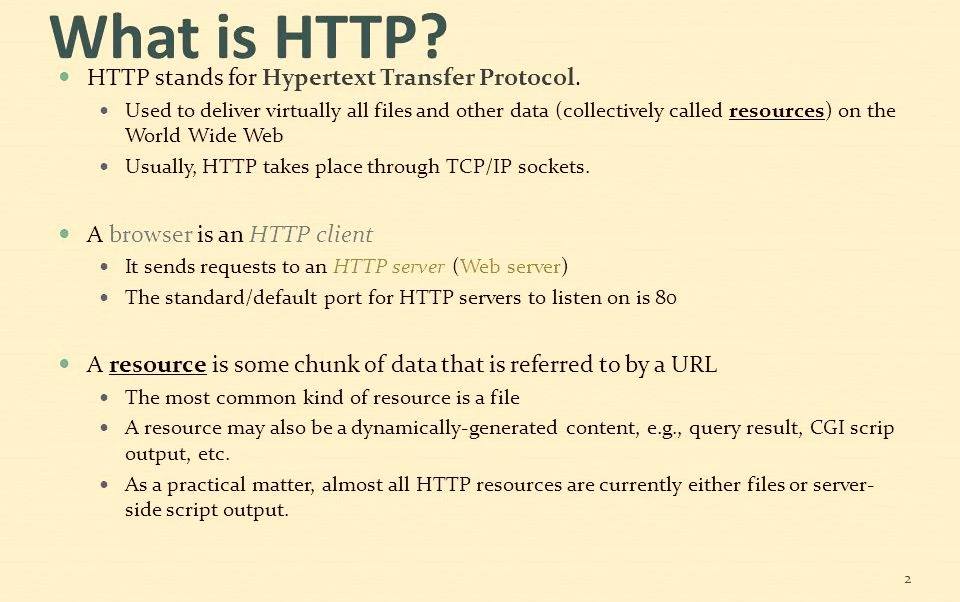 Http: hyper text transfer protocol