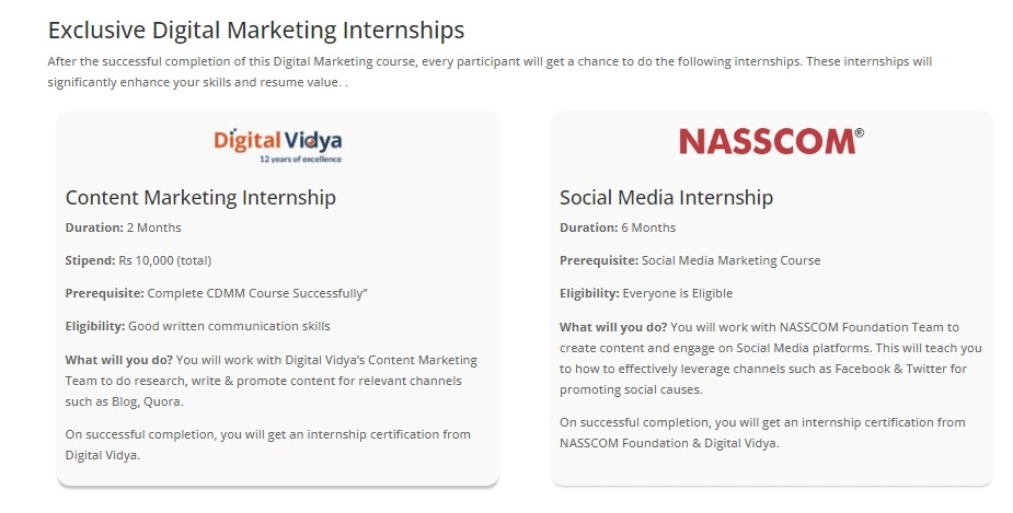 Digital marketing internship