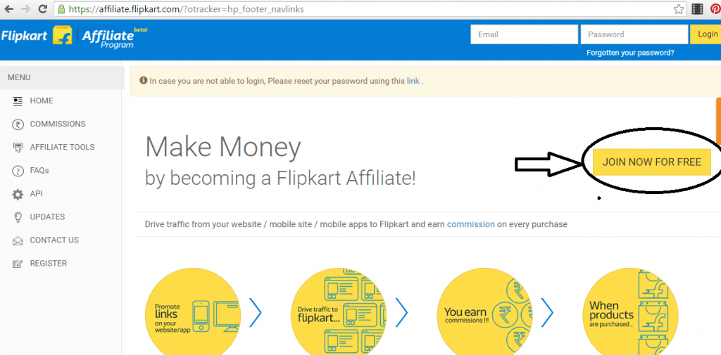 Setup the flipkart affiliate marketing account