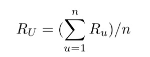 The mathematical formula for the average rating given by n users