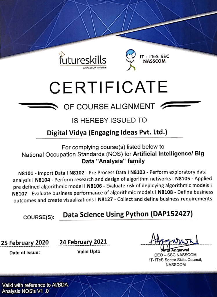 Nasscom data science certificate