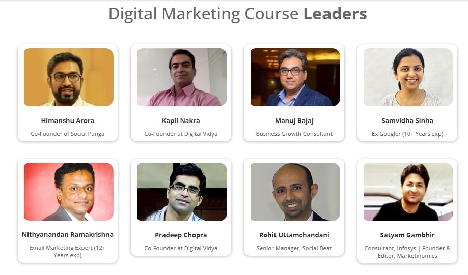 Digital marketing course trainers