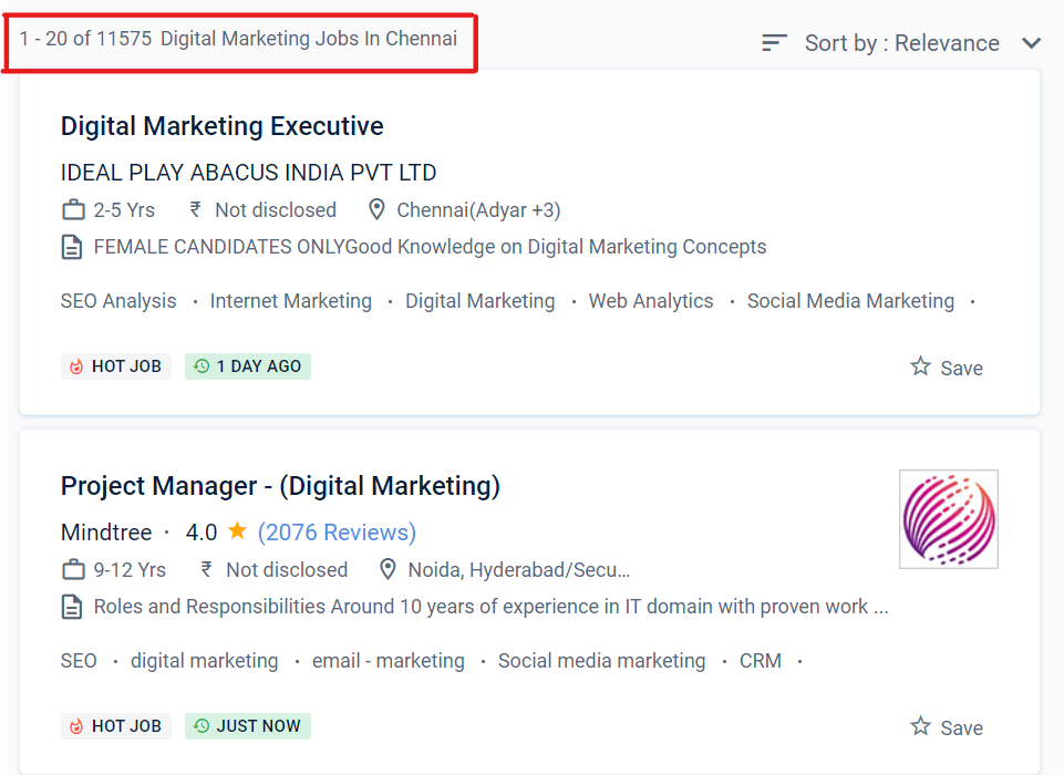 Digital marketing jobs in chennai