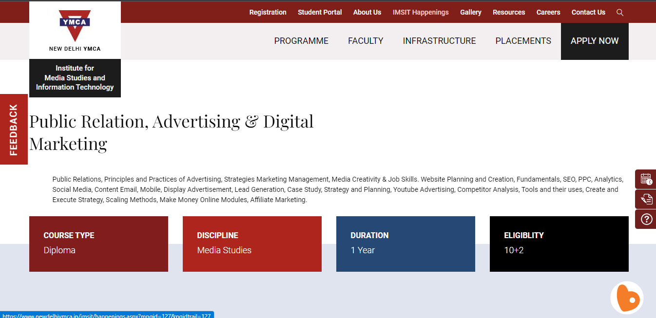 Delhi ymca digital marketing course