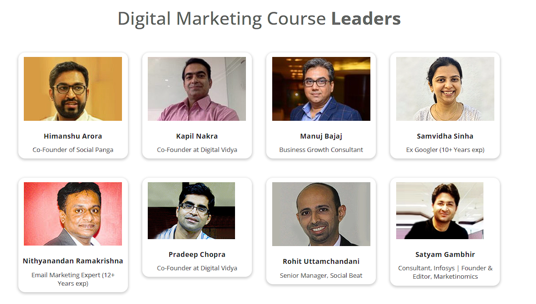 Digital vidya course leaders