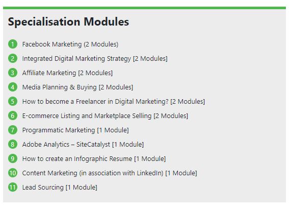 Specialization modules