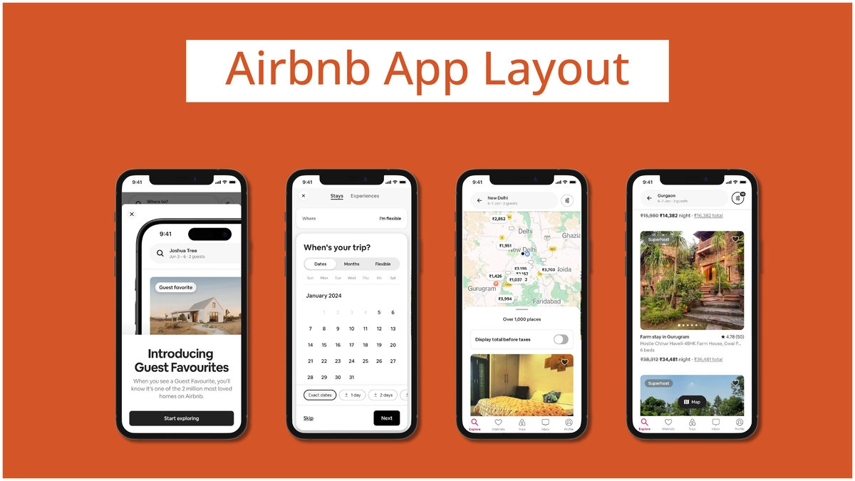 Airbnb mobile app layout