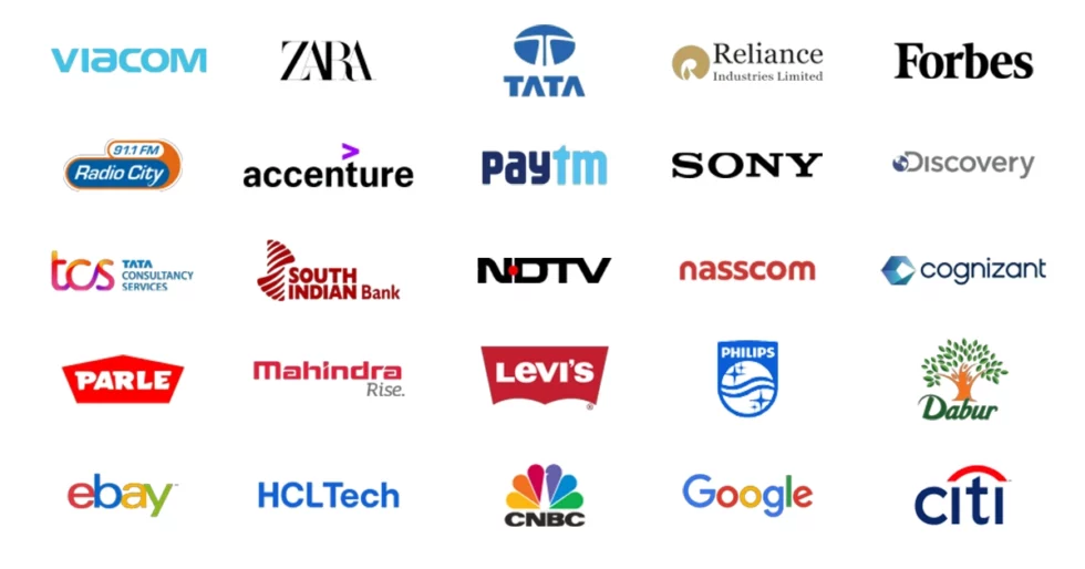 Logos of top brands and companies partnering with digital vidya for providing placement opportunities to digital marketing students