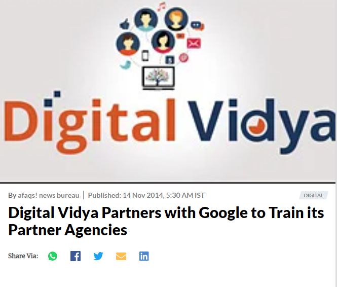 Digital vidya partners with google to train its partner agencies