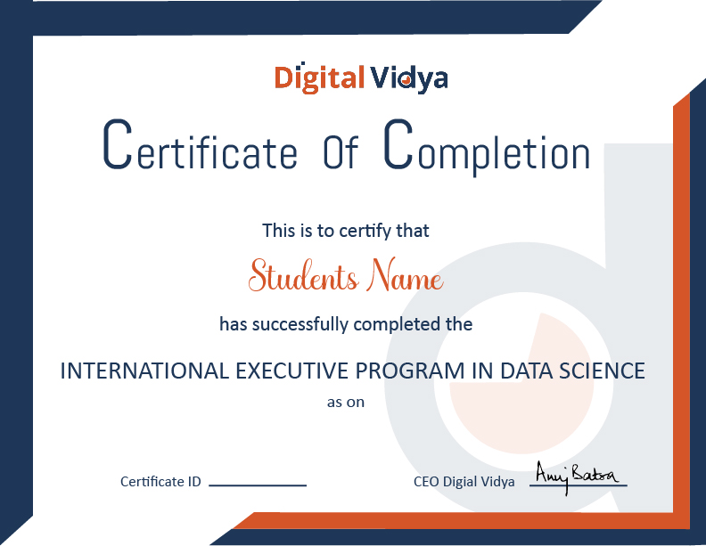 International executive program in data science - certificate