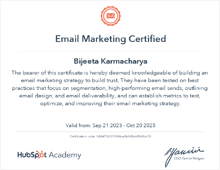 Hubspot Email Marketing Certification